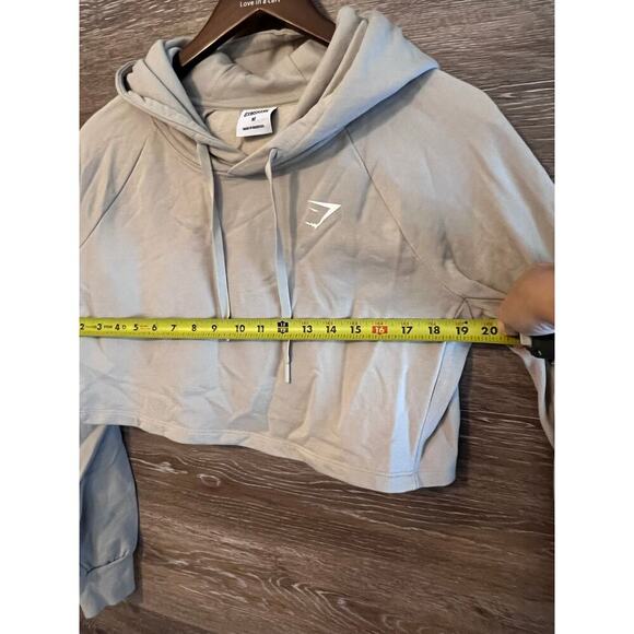 Gymshark women pullover cropped sz Medium cream hoodie gym workout beige - Picture 3 of 9